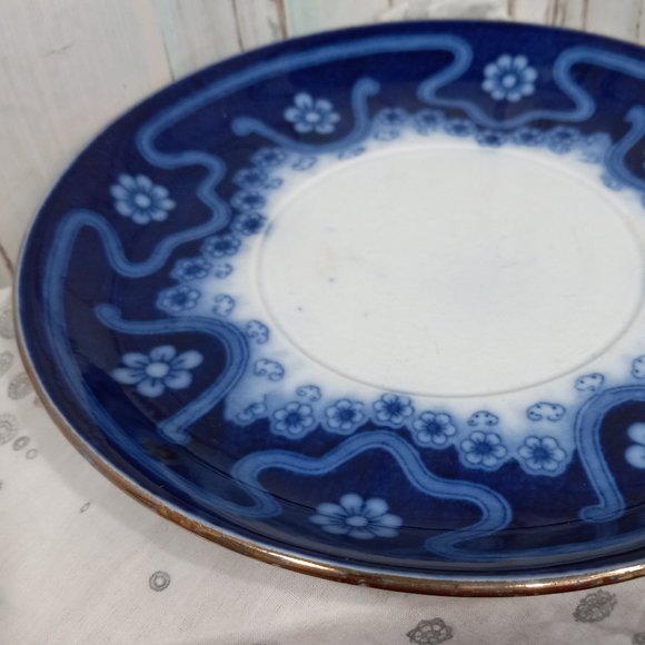 Antique Utzschneider Germany Flow Blue Saucer/Underplate - Picture 4 of 5